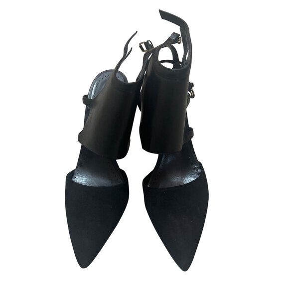 Mint Velvet Black Pointed Toe Wedge Heels With Adjustable Ankle Straps Size 39 F - Picture 2 of 7